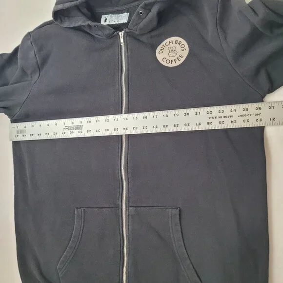 Dutch Bros Coffee "Peace Sign Logo" Men's Black Full-Zip Hoodie Size 2XL - Picture 9 of 12